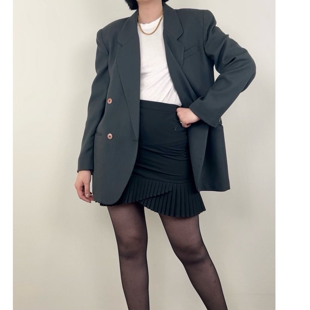 Vintage Saville Dark Green Double Breasted Wool Blended Blazer - Picture 2 of 8